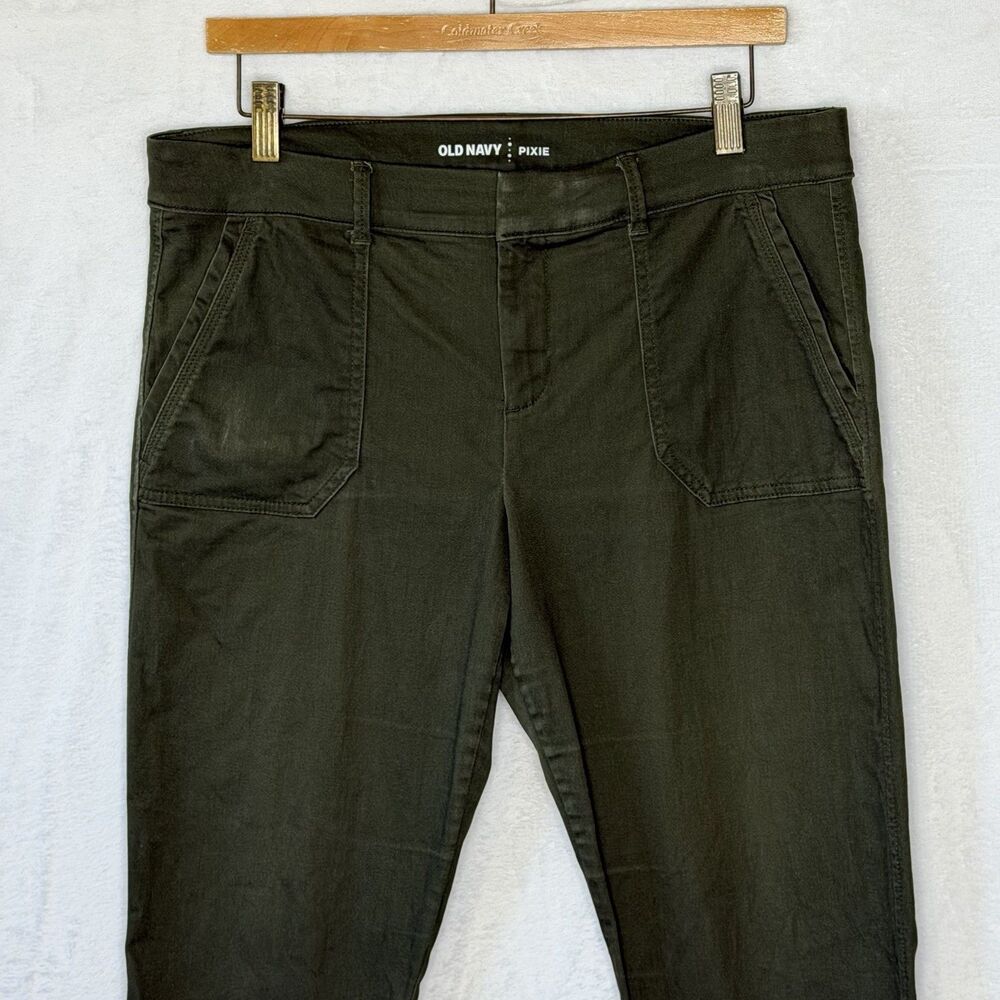 Old Navy Pixie Sateen Pants Women's 10 Tapered Ankle Stretch Olive Green Casual - Picture 5 of 16